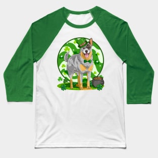 Australian Cattle Dog St Patricks Day Leprechaun Baseball T-Shirt